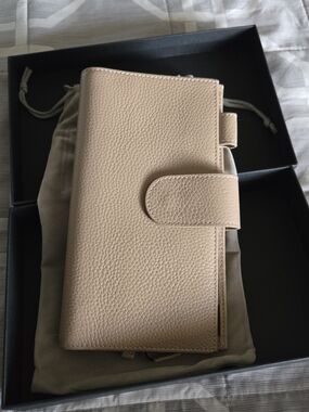 Textured Pebbled Leather Wallet in Taupe